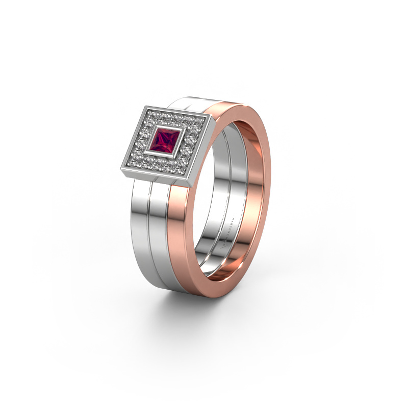 Image of Wedding ring WH2104L 585 white gold ±0.24x0.11in Rhodolite