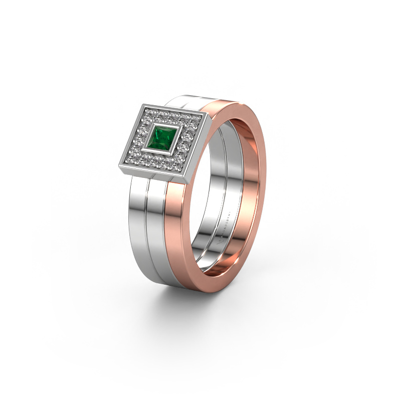 Image of Wedding ring WH2104L 585 white gold ±0.24x0.11in Emerald
