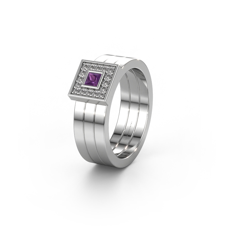 Image of Wedding ring WH2104L 950 platinum ±0.24x0.11in Amethyst