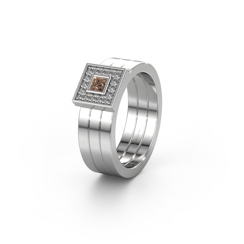 Bild von Ehering WH2104L 950 Platin ±6x2.8 mm Braun Diamant