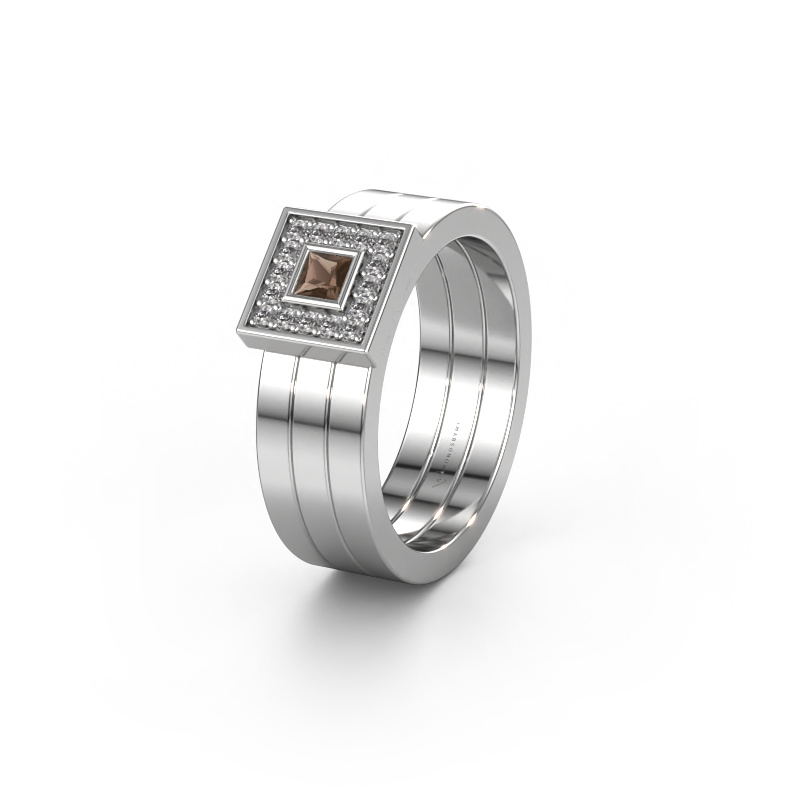 Afbeelding van Trouwring WH2104L 950 platina ±6x2.8 mm Rookkwarts