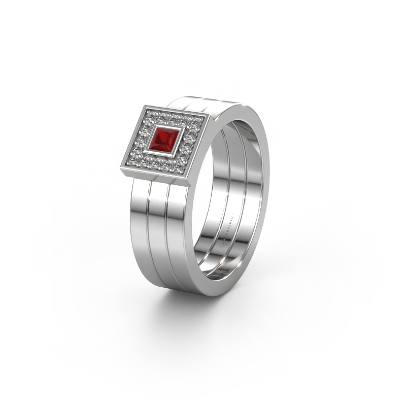 Image of Wedding ring WH2104L 950 platinum ±0.24x0.11in Ruby