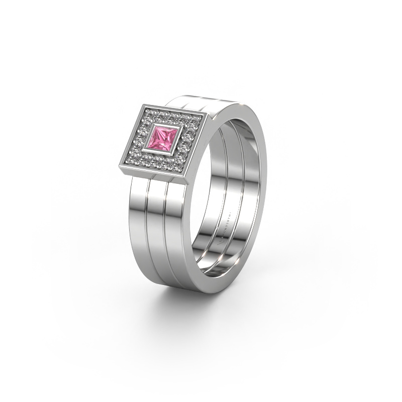 Image of Wedding ring WH2104L 950 platinum ±0.24x0.11in Pink sapphire