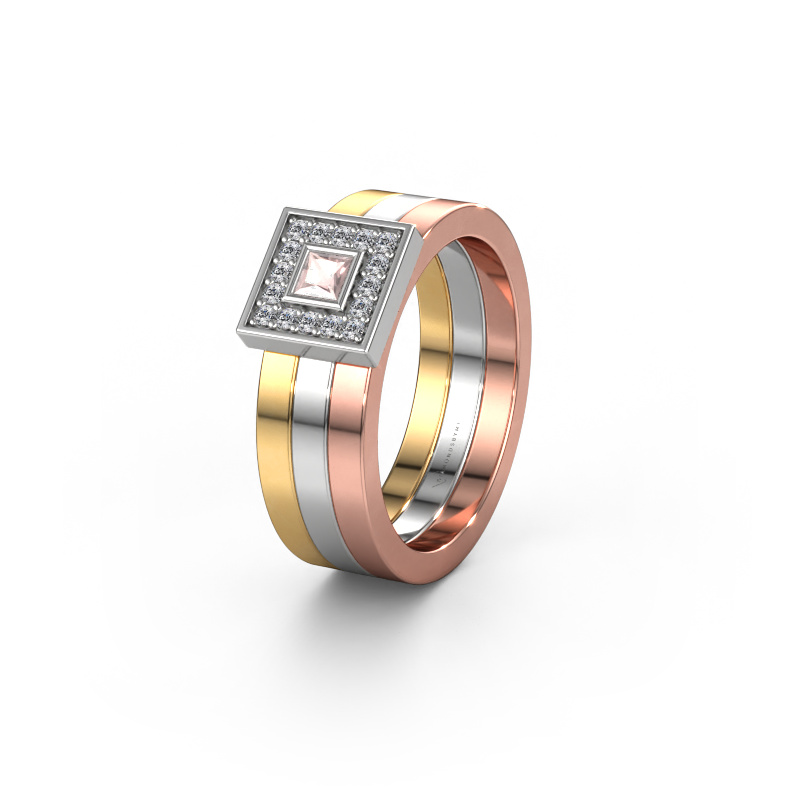 Image of Wedding ring WH2104L 585 gold ±0.24x0.11in Morganite champagne
