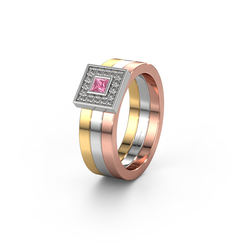 Image of Wedding ring WH2104L 585 gold ±0.24x0.11in Pink sapphire