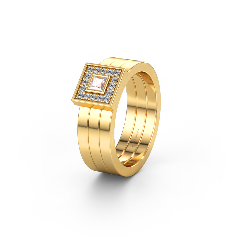 Bild av Vigselring WH2104L 585 gult guld ±6 x 2,8 mm Champagnefärgad morganit
