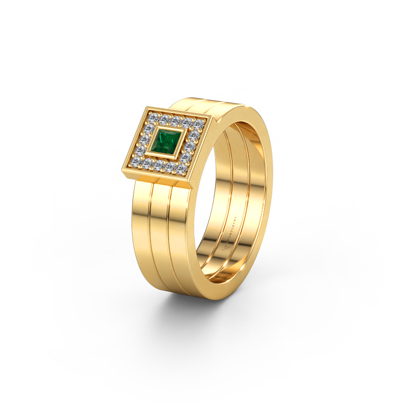 Immagine di Fede nuziale WH2104L 585 oro ±6 x 2,8 mm Smeraldo