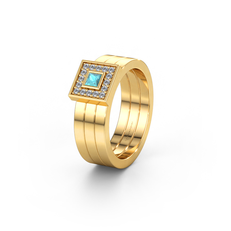 Bild av Vigselring WH2104L 585 gult guld ±6 x 2,8 mm Blå topas