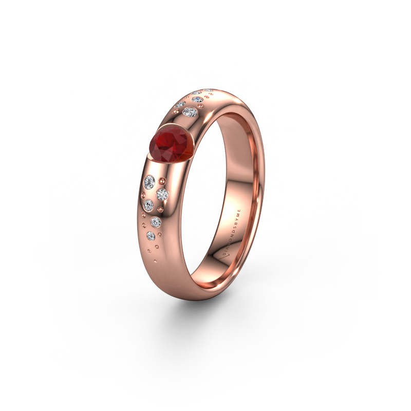 Image of Wedding ring WH2104L34A 585 rose gold ±4,5x1.7 mm Ruby