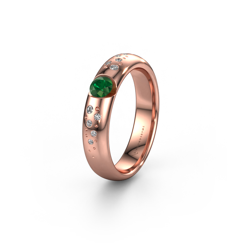 Image of Wedding ring WH2104L34A 585 rose gold ±0.18x0.07 in Emerald