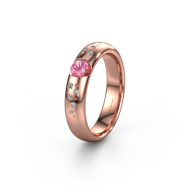 Image of Wedding ring WH2104L34A 585 rose gold ±0.18x0.07 in Pink sapphire