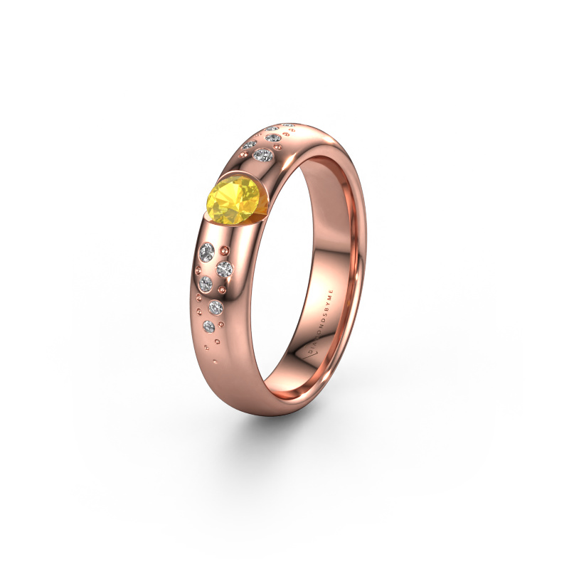 Image of Wedding ring WH2104L34A 585 rose gold ±0.18x0.07 in Yellow sapphire