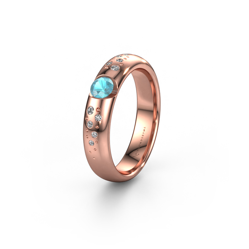 Image of Wedding ring WH2104L34A 585 rose gold ±0.18x0.07 in Blue topaz