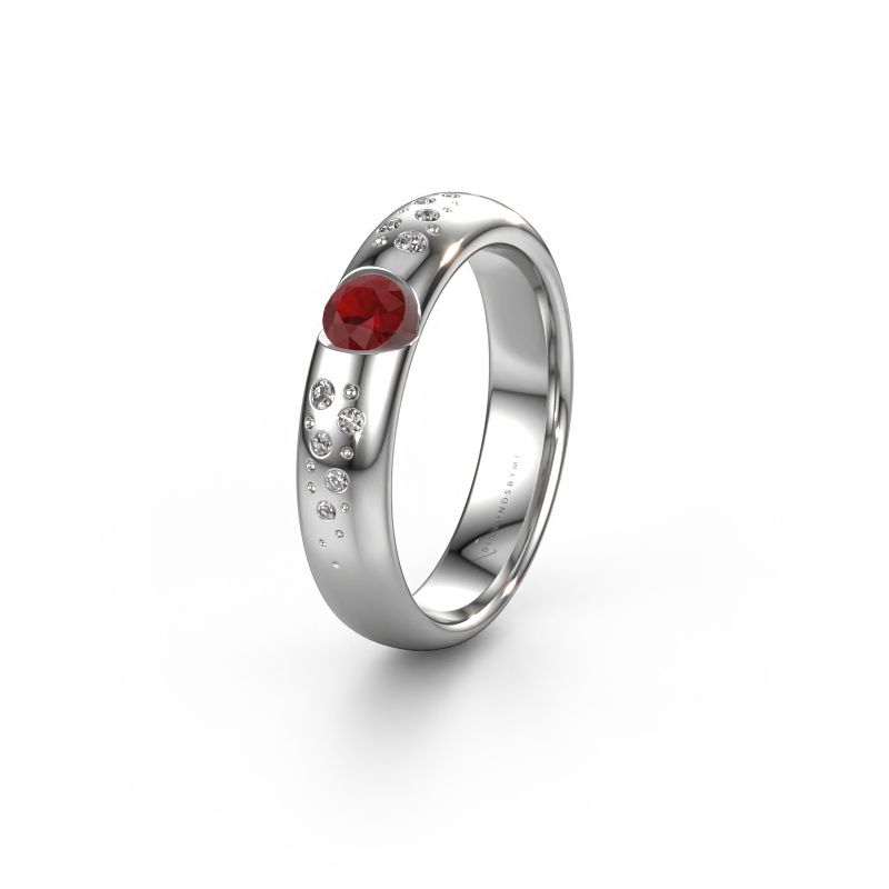 Image of Wedding ring WH2104L34A 585 white gold ±0.18x0.07 in Ruby
