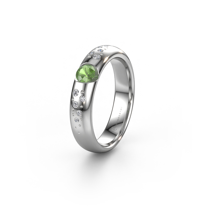 Image of Wedding ring WH2104L34A 950 platinum ±4,5x1.7 mm Tourmaline green