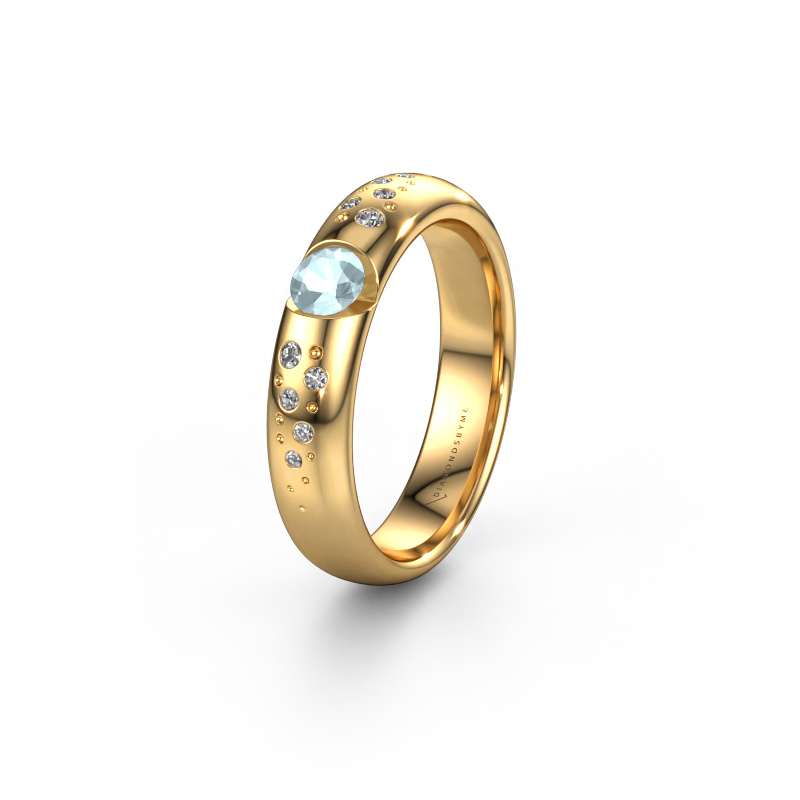 Image of Wedding ring WH2104L34A 585 gold ±0.18x0.07 in Aquamarine