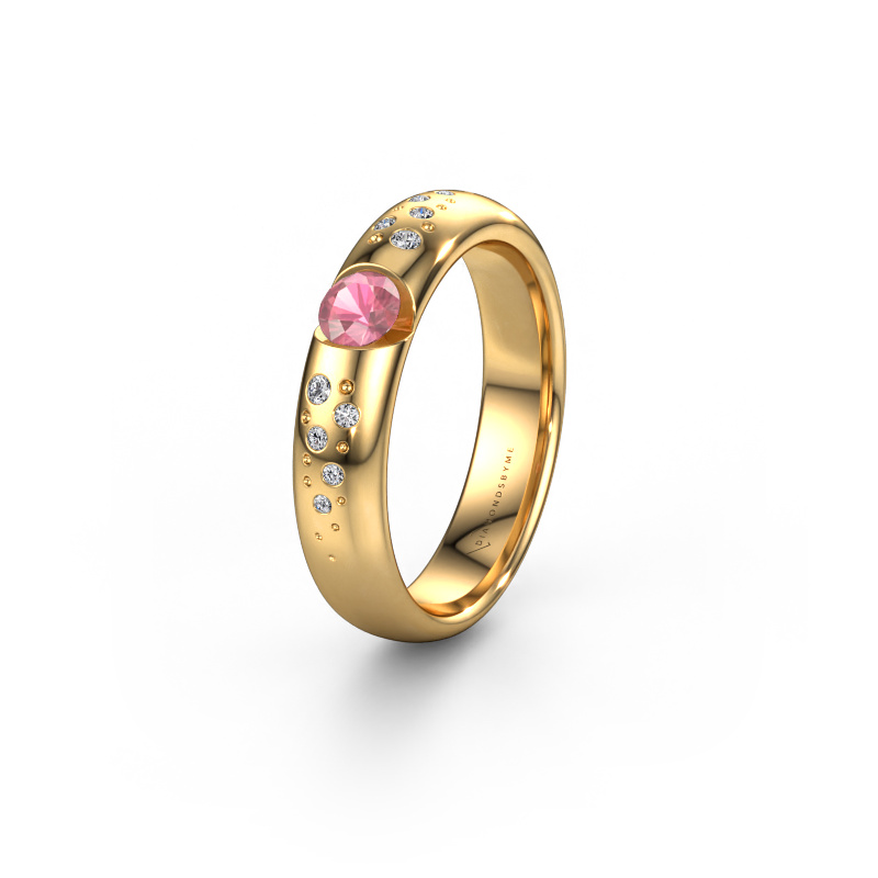 Image of Wedding ring WH2104L34A 585 gold ±4,5x1.7 mm Tourmaline pink