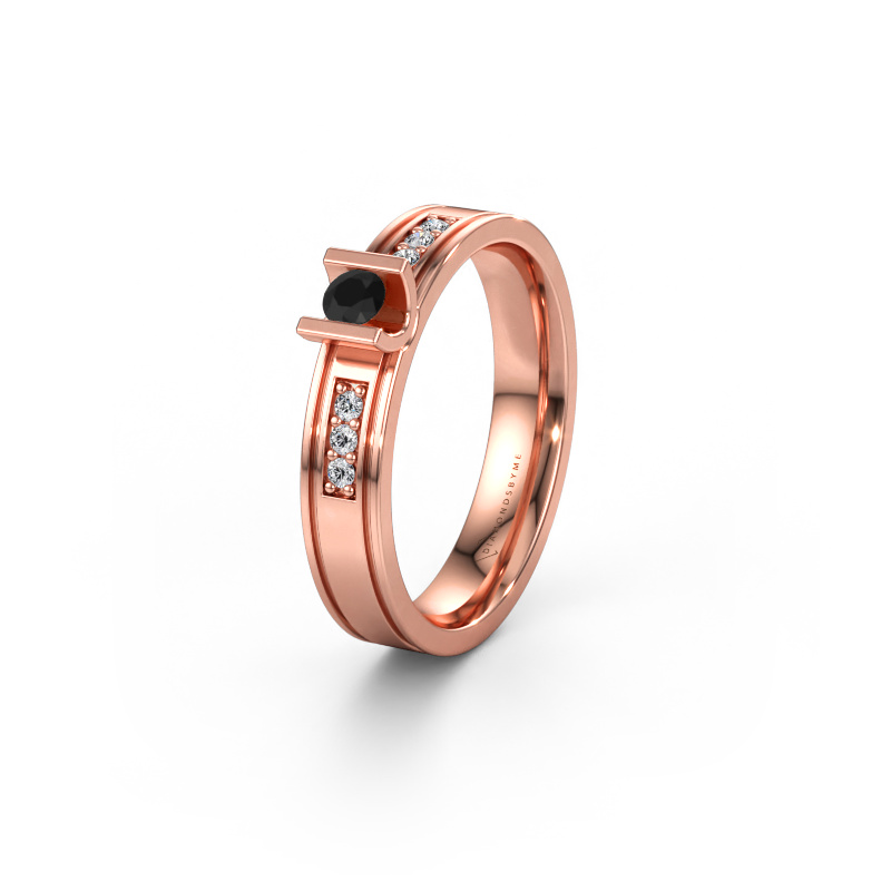 Immagine di Fede nuziale WH2108L14A 585 oro rosa ±4 x 1,7 mm Diamante nero