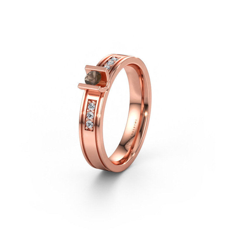 Bild av Vigselring WH2108L14A 585 roséguld ±4 x 1,7 mm Rökkvarts