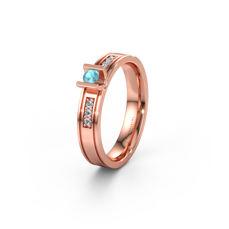 Bild av Vigselring WH2108L14A 585 roséguld ±4 x 1,7 mm Blå topas