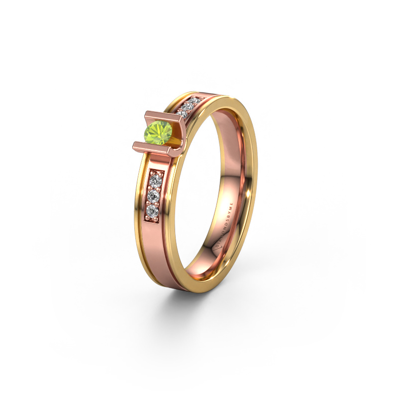 Image of Wedding ring WH2108L14A 585 rose gold ±4x1.7 mm Peridot