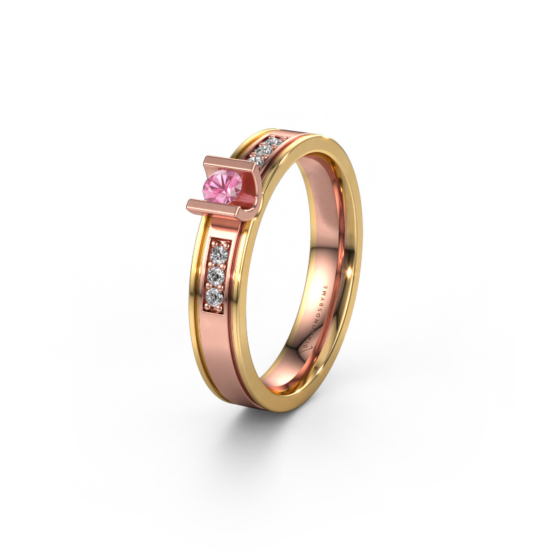 Image of Wedding ring WH2108L14A 585 rose gold ±0.16x0.07 in Pink sapphire