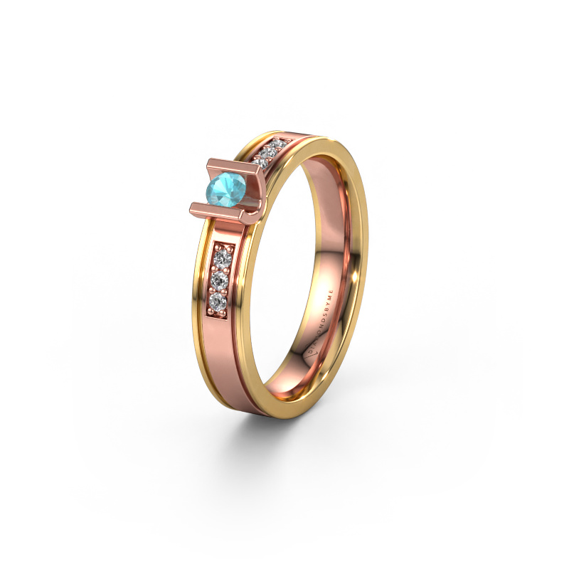 Image of Wedding ring WH2108L14A 585 rose gold ±0.16x0.07 in Blue topaz