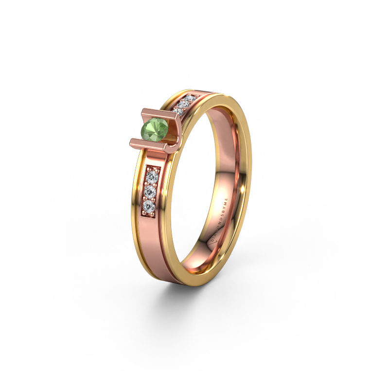 Image of Wedding ring WH2108L14A 585 rose gold ±4x1.7 mm Tourmaline green