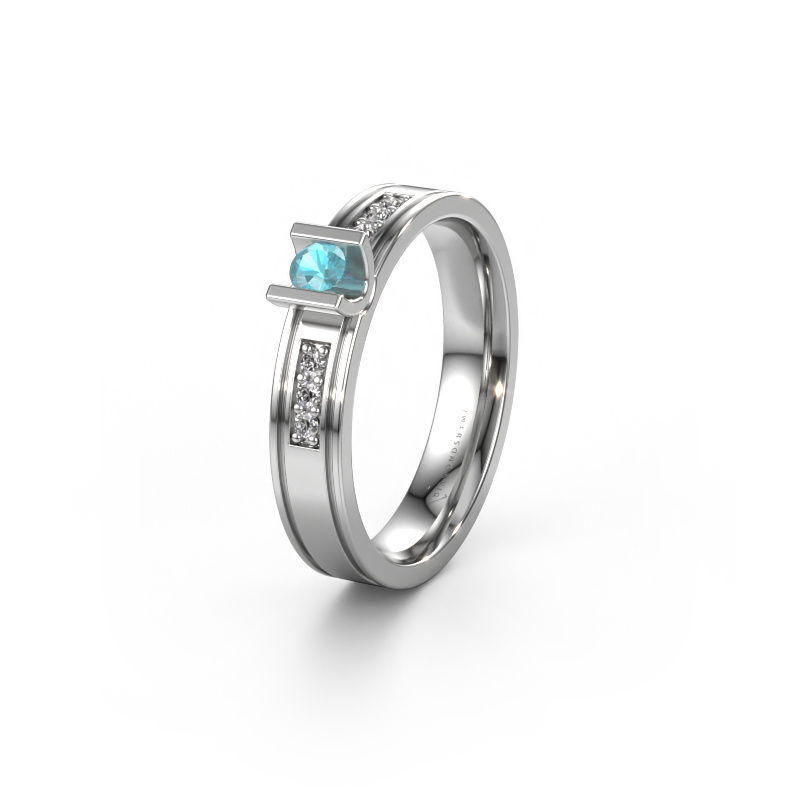 Image of Wedding ring WH2108L14A 950 platinum ±0.16x0.07 in Blue topaz