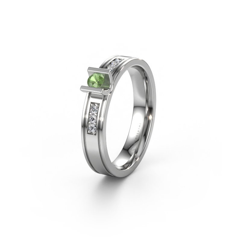 Image of Wedding ring WH2108L14A 950 platinum ±4x1.7 mm Tourmaline green