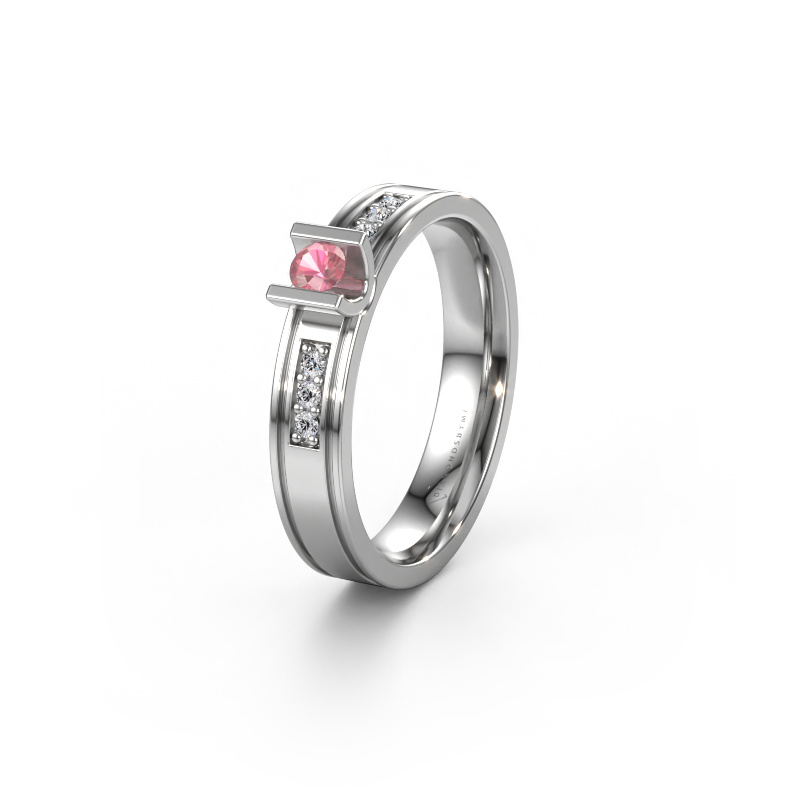 Image of Wedding ring WH2108L14A 950 platinum ±4x1.7 mm Tourmaline pink