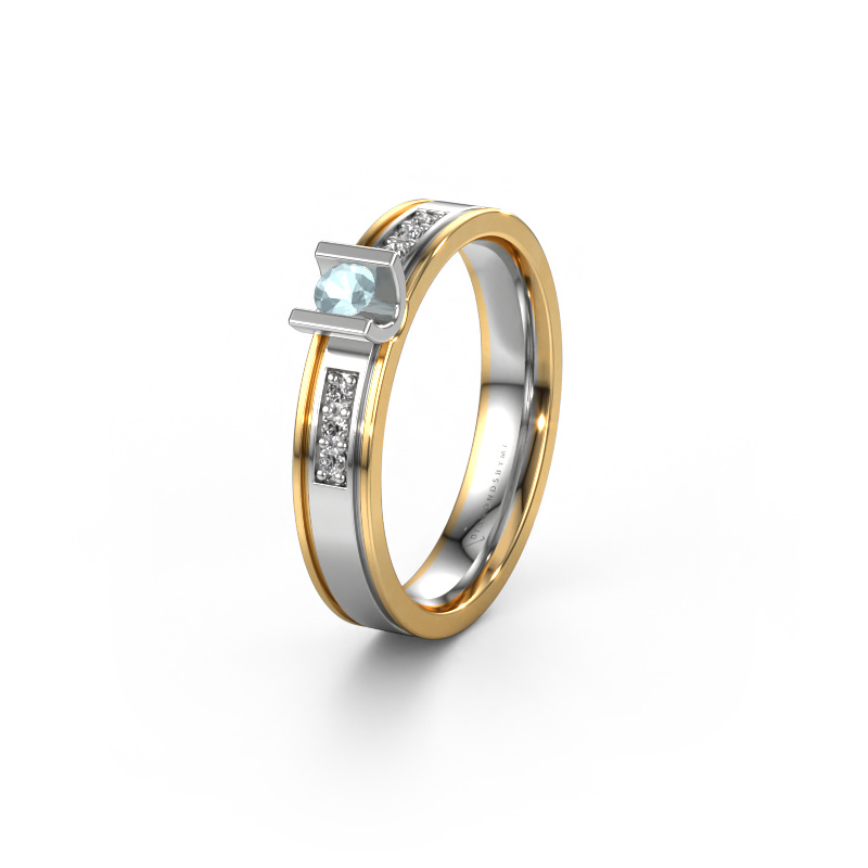 Image of Wedding ring WH2108L14A 585 white gold ±0.16x0.07 in Aquamarine