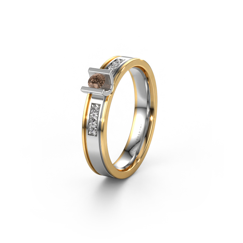 Image of Wedding ring WH2108L14A 585 white gold ±0.16x0.07 in Brown diamond
