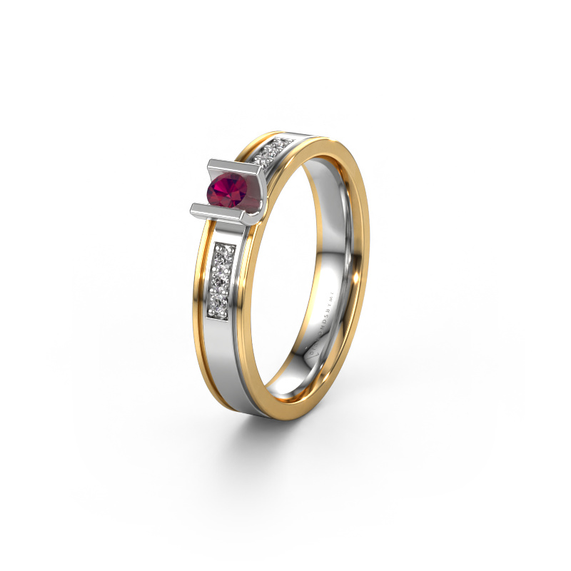Image of Wedding ring WH2108L14A 585 white gold ±0.16x0.07 in Rhodolite