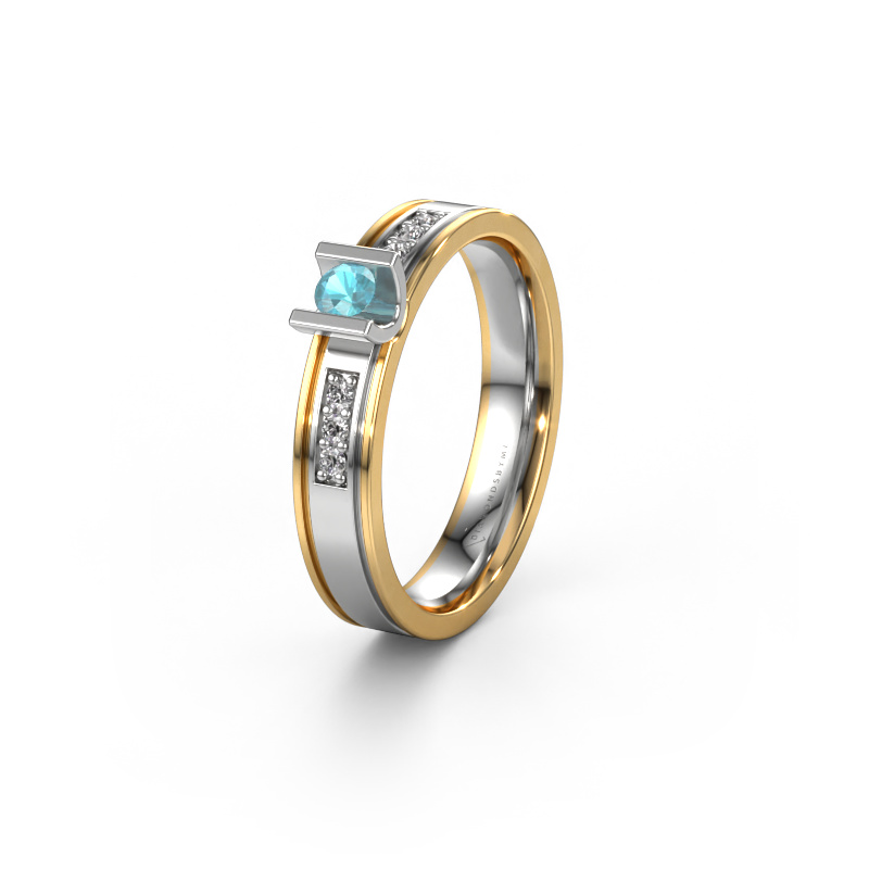 Image of Wedding ring WH2108L14A 585 white gold ±0.16x0.07 in Blue topaz