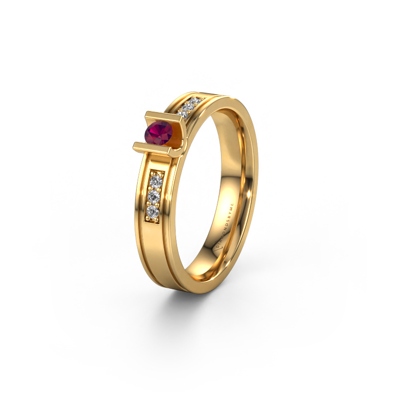 Image of Wedding ring WH2108L14A 585 gold ±0.16x0.07 in Rhodolite