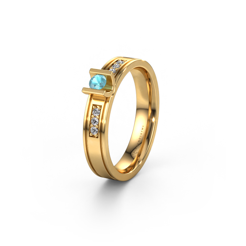 Image of Wedding ring WH2108L14A 585 gold ±0.16x0.07 in Blue topaz