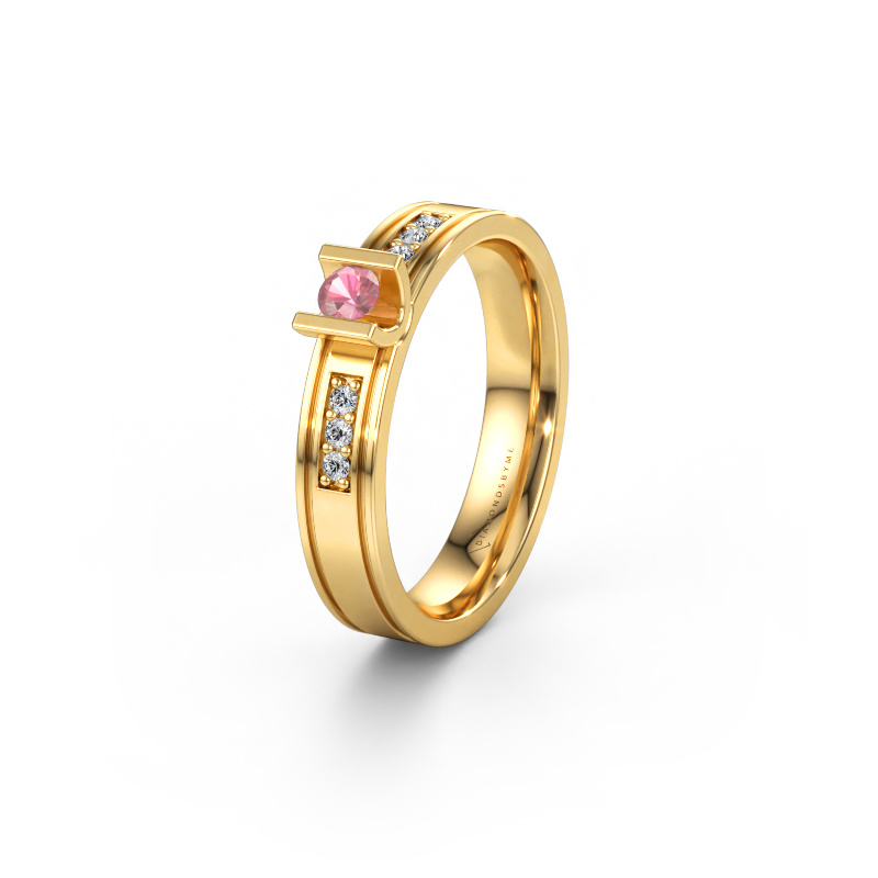 Bild av Vigselring WH2108L14A 585 gult guld ±4 x 1,7 mm Rosa turmalin