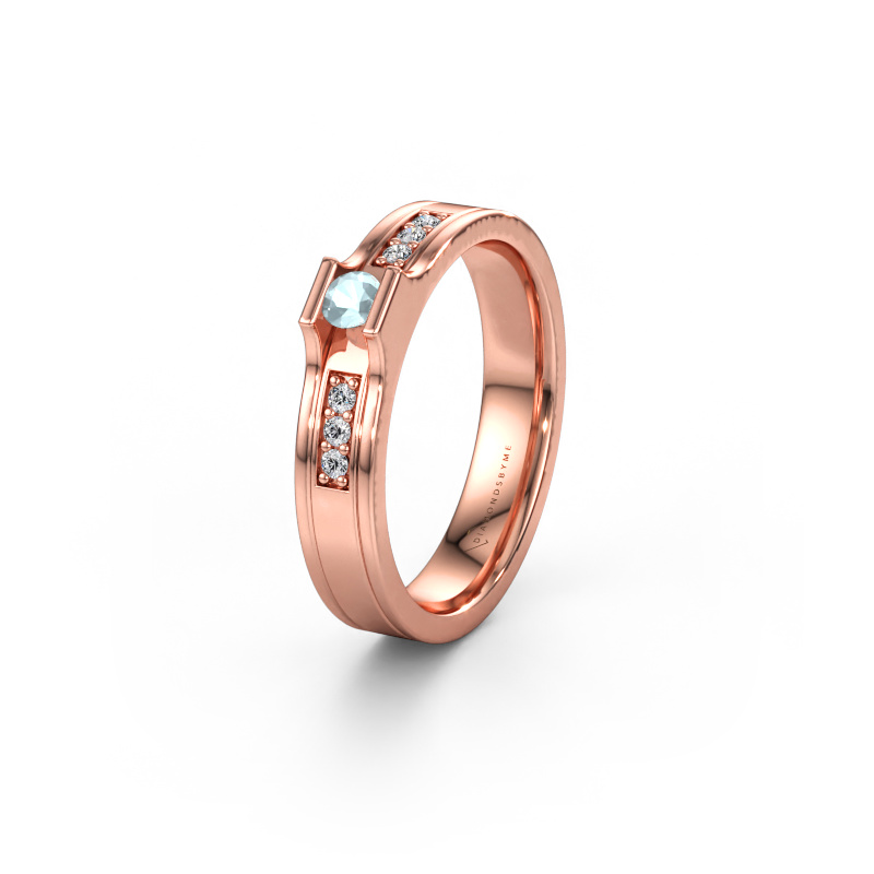 Immagine di Fede nuziale WH2110L14A 585 oro rosa ±4 x 1,7 mm Acquamarina