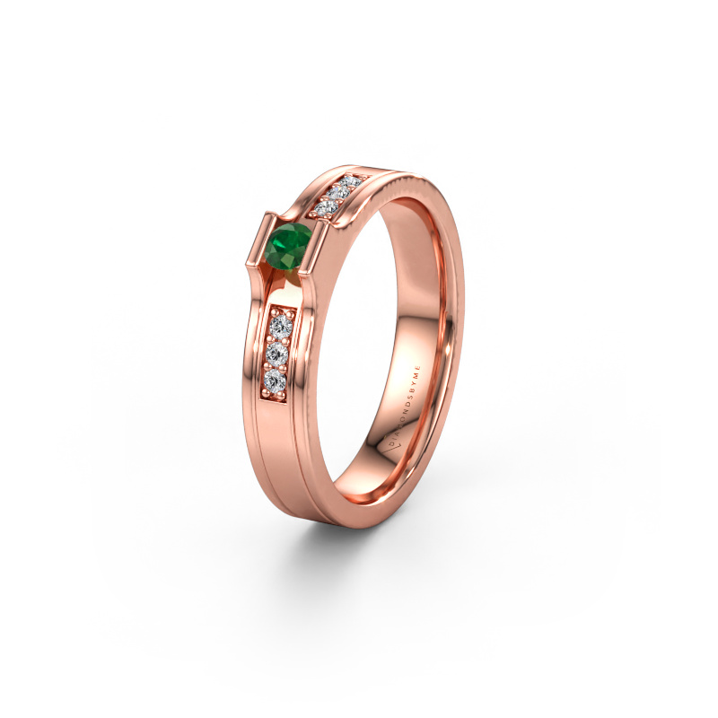 Bild av Vigselring WH2110L14A 585 roséguld ±4 x 1,7 mm Smaragd