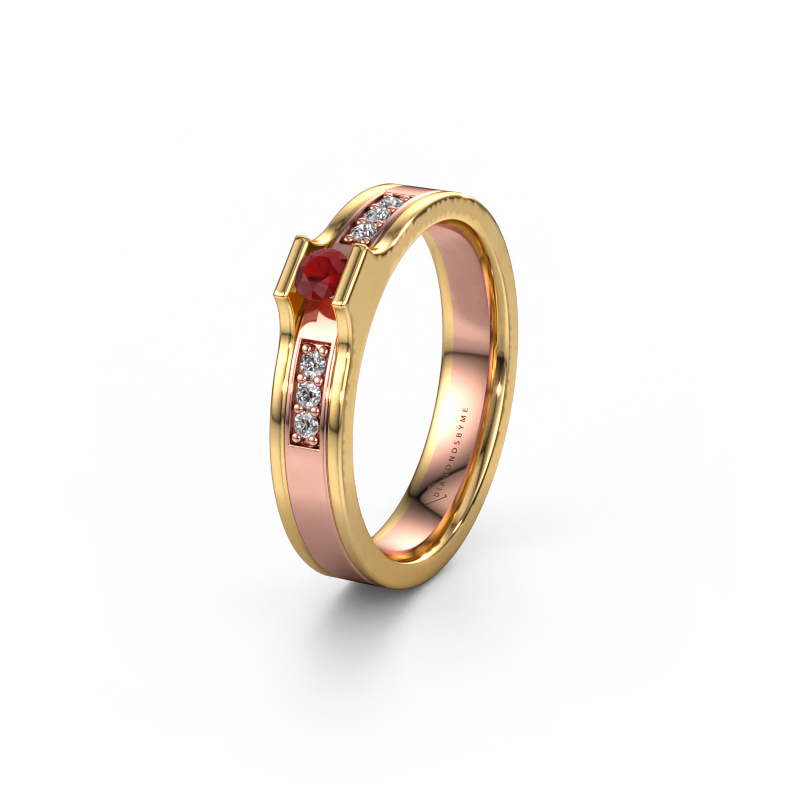 Image of Wedding ring WH2110L14A 585 rose gold ±0.16x0.07 in Ruby