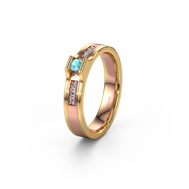 Image of Wedding ring WH2110L14A 585 rose gold ±0.16x0.07 in Blue topaz
