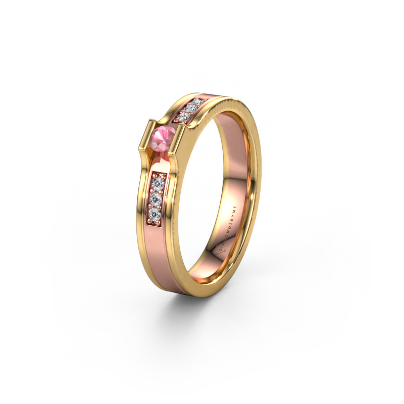 Image of Wedding ring WH2110L14A 585 rose gold ±4x1.7 mm Tourmaline pink