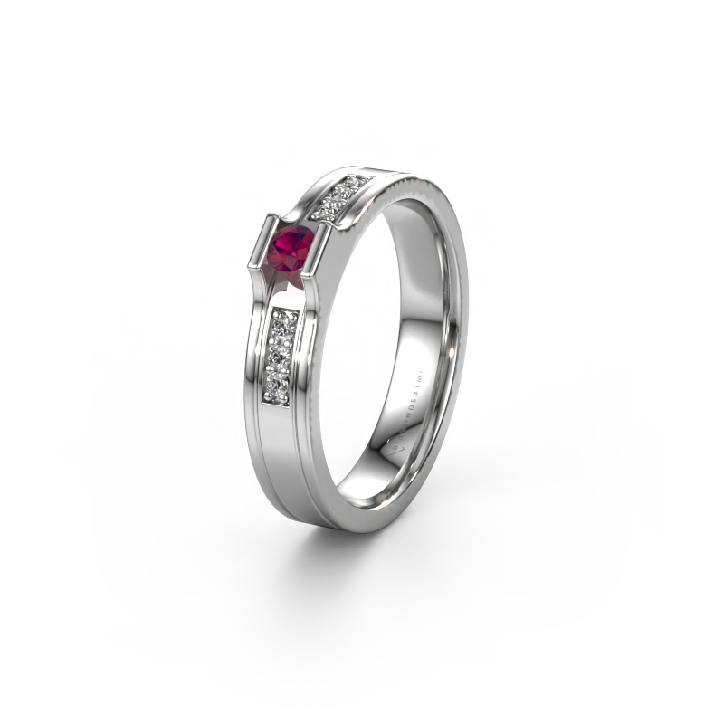 Image of Wedding ring WH2110L14A 950 platinum ±4x1.7 mm Rhodolite