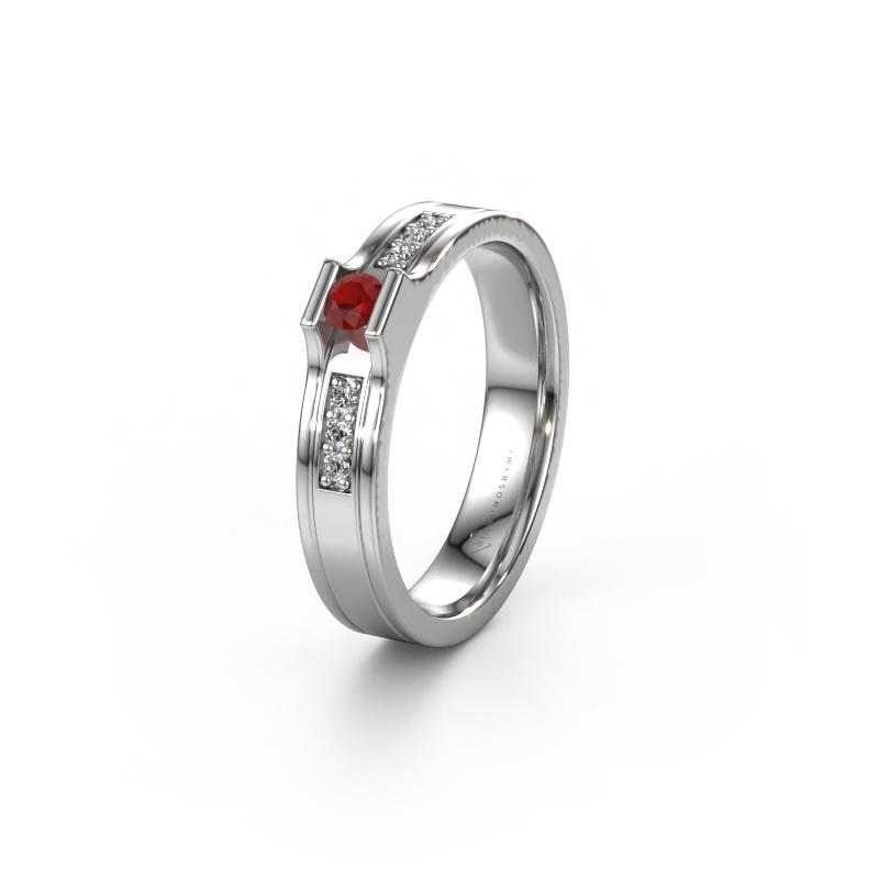 Image of Wedding ring WH2110L14A 950 platinum ±4x1.7 mm Ruby