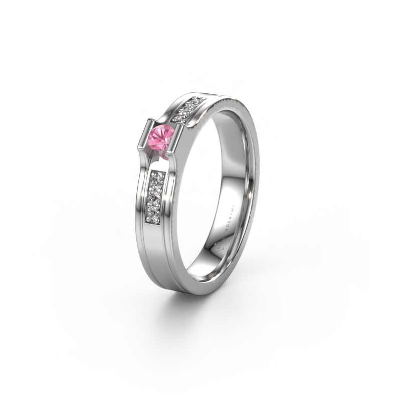 Image of Wedding ring WH2110L14A 950 platinum ±0.16x0.07 in Pink sapphire
