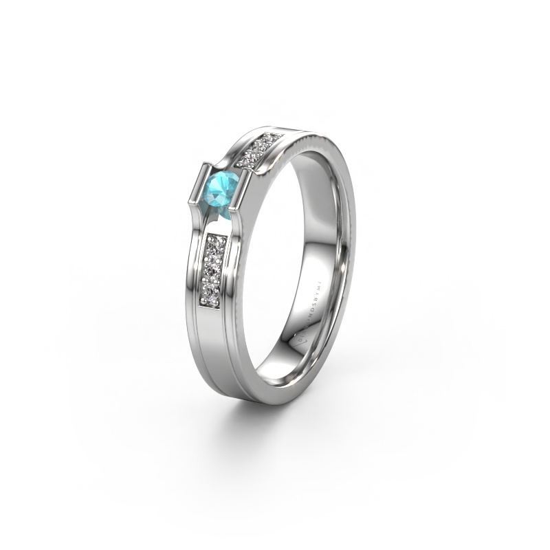 Image of Wedding ring WH2110L14A 950 platinum ±0.16x0.07 in Blue topaz