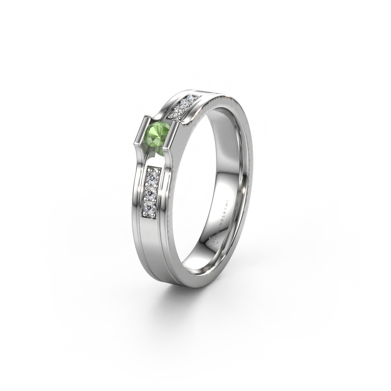 Image of Wedding ring WH2110L14A 950 platinum ±4x1.7 mm Tourmaline green
