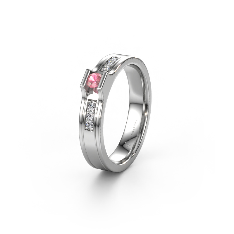 Image of Wedding ring WH2110L14A 950 platinum ±4x1.7 mm Tourmaline pink