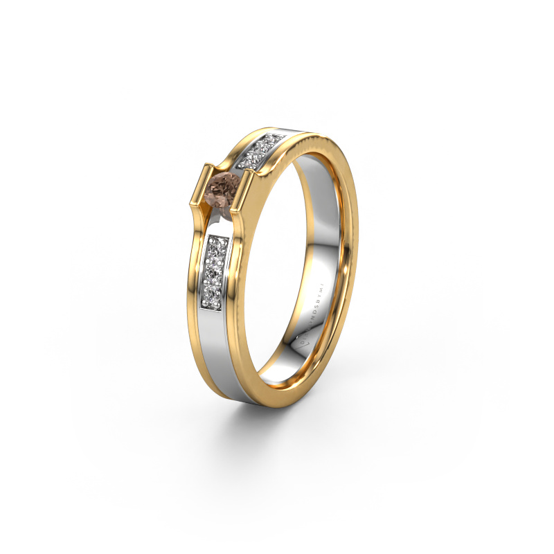 Image of Wedding ring WH2110L14A 585 white gold ±0.16x0.07 in Brown diamond